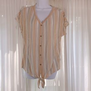 100% Linen Rachel Zoe Tie Front Top Large